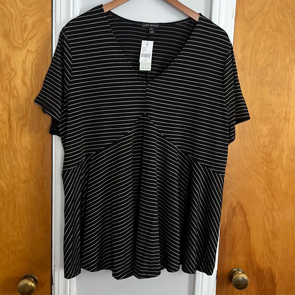 NWT Lane Bryant 18/20 short sleeve striped shirt